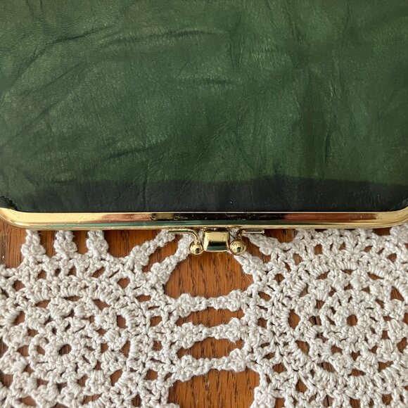 NOS Vintage Belle Brummel Green Leather Clutch Purse with the box - Picture 6 of 15